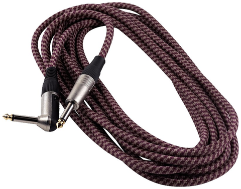 RockCable / RCL 30253 TC H/BEIGE Instrument Cable - angled/straight, 3 m - Bordeaux Tweed